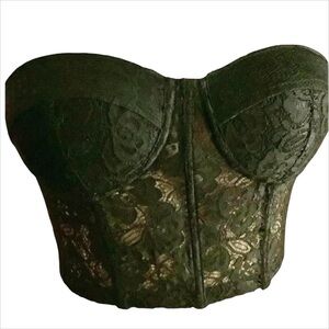 Black lace formed bustier top  strapless corset padded cups